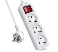 EXTRASTAR Multipresa prolunga con 3 prese e interruttore, cavo 5 m, per casa, ufficio e viaggi, 16 A, 250 V, 3680 W, bianco