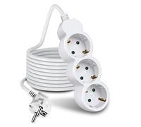 EXTRASTAR Multipresa Prolunga Spina 3 Metri con 3 Prese, 3 Prese Multipresa Prolunga per Casa, Ufficio e Viaggi, Bianco 1 pz