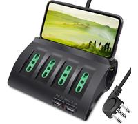 Extrastar Multipresa Scrivania Con 6 Prese ITA/Schuko E 2 USB, Poggia Smartphone