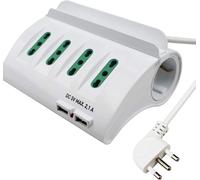 Extrastar Multipresa Scrivania con 6 Prese ITA/Schuko e 2 USB, Poggia Smartphone