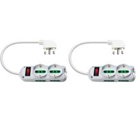 EXTRASTAR Presa con interruttore automatico di protezione 10 A,multipresa protetta,surge Arrest, 2 prese universali Sicury, 4 Biprese Sicury, Bianco cavo 1,5 metri (Confezione da 2)