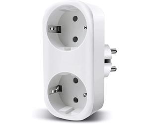 EXTRASTAR Presa Doppia Intelligente Controllo WIFI, 16A, Timer, Compatibile con Alexa e Google Home, Max 3680W, Bianco, 1Pc