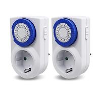 EXTRASTAR Presa elettrica Timer Meccanico di 24 ore, Commutazione Ogni 30 minuti, Interruttore ON/OFF, 230 V 16 A Bianco, 2 pz
