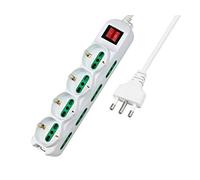 EXTRASTAR Presa Multipla, multipresa a 12 posti 8 Italiana 4 schuko + Interruttore Bianca