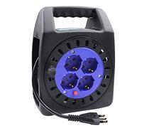 EXTRASTAR Prolunga Elettrica con Avvolgicavo 15 mt,4 Prese Polivalenti (Schuko + 10/16A),Spina 16A,Sezione Cavo 3G 1,0 mm²