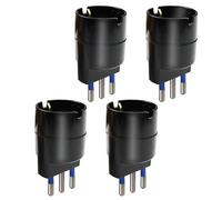 EXTRASTAR Set 4 Adattatori da Schuko a Spina Piccola 10A, Nero, Confezione da 4