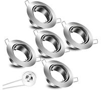 EXTRASTAR Telaio per faretti da incasso, 5 pezzi, argento, faretto da incasso con attacco a sfera, GU10
