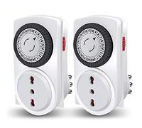 EXTRASTAR Timer meccanico per uso esterno,presa temporizzata,timer luci esterno,3680W max, pacco da 2（Non impermeabile）