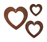 EXTRAVAGANT® Set di 3 grucce a forma di cuore, decorazione da giardino, decorazione per la casa, metallo, acciaio, ruggine, patina, resistente alle intemperie, per giardino, casa, regalo d'amore,