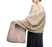 EXTREE Sciarpe da donna pashmina scialle di seta avvolgente per vestirsi da sera coperta poncho mantello aperto sul davanti, Grigio, bianco., Medium