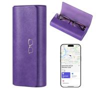 ExtreLife Custodia per occhiali intelligente, funziona con Apple Find My, custodia rigida per occhiali da sole per donne e uomini, custodia per occhiali con localizzatore GPS, in pelle PU
