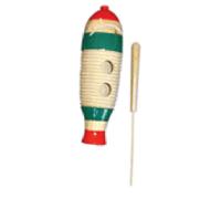 EXTREME G-02-D STRUMENTO A PERCUSSIONE GUIRO 14,2 CENTIMETRI IN LEGNO + BATTENTE INCLUSO COLORE NATURAL DIPINTO A MANO