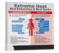 Extreme Heat Exhaustion Vs Heat Stroke City Guide Poster Educational Infographic for Public Workplace Awareness Canvas Print(Framed,08x12inch(20x30cm))