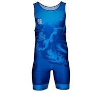 Extreme Hobby - Canottiera da Lotta per Bambini Wrestling Singlet Wrestling UWW, Body da Gara compressivo - Abbigliamento Sportivo per Bambini, Colore: Blu, Taglia: 128