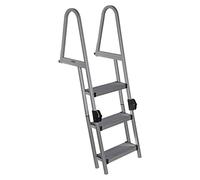 Extreme Max 3005.5284 - Scala per pontone e pontile in alluminio resistente, con gradini pieghevoli larghi 40 cm, 3 gradini, capacità di carico 136 kg