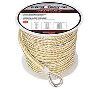 Extreme Max BoatTector - Cavo per Ancora Completo di redancia, Doppia Treccia di Nylon, Colore: Bianco e Oro