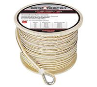 Extreme Max Boattector Premium Double Braid Nylon Anchor Line with Thimble, Bianco e Oro, 3006.2267, White/Gold, 1/2" X 300'