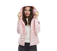 Extreme Pop Donna Giacca con cappuccio in pura piuma d'oca per l'inverno in nero e rosa (M, Rosa viola)