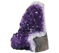 Extreme Rocks & Fossils Natural Amethyst Cluster with Polished Edges [1.5 to 2 lb.] Real Raw Geode Healing Crystal Rock from Uruguay, Deep Purple Decor And a Free Velvet Pouch of Rose Quartz