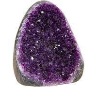 Extreme Rocks & Fossils Natural Amethyst Cluster with Polished Edges [1 to 1.5 lb.] Real Raw Geode Healing Crystal Rock from Uruguay, Deep Purple Decor and a Free Velvet Pouch of Rose Quartz