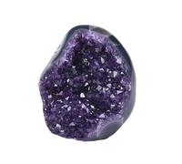 Extreme Rocks & Fossils Natural Amethyst Cluster with Polished Edges [2 to 2.5 lb.] - Real Raw Geode Healing Crystal Rock from Uruguay - Deep Purple Decor - Free Velvet Pouch of Rose Quartz