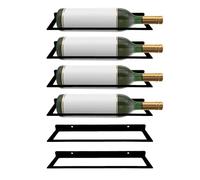 EXTREMEGRIPPRO Set di 6 portabottiglie da parete in metallo nero per bar, cucina, sala da pranzo, cantina, espositore orizzontale moderno