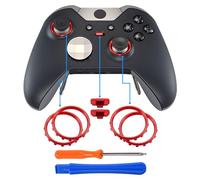 eXtremeRate 2 Paia Anelli Rondelle per Xbox One Elite V1/Series 2 Controller,2 Pulsanti Profilo Switch Tasti Pezzi Ricambio per Xbox Elite Wireless Controller-Rosso Cromo Opaco