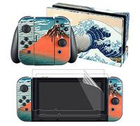 eXtremeRate Adesivo Skin per Nintendo Switch, Sticker per Joycon Console Dock Grip, Pellicola Protettiva Protezioni Schermo per Nintendo Switch-Grande Onda