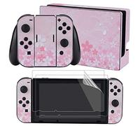 eXtremeRate Adesivo Skin per Nintendo Switch, Sticker per Joycon Console Dock Grip, Pellicola Protettiva Protezioni Schermo per Nintendo Switch-Petali Rosa
