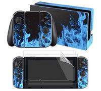 eXtremeRate Adesivo Skin per Nintendo Switch, Sticker per Joycon Console Dock Grip, Pellicola Protettiva Protezioni Schermo per Nintendo Switch-Fiamma Blu