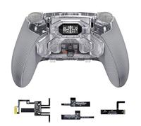 eXtremeRate BEYOND Paddle Rimappabili per ps5 Edge Controller, Display OLED, Cover Grip Ergonomici, 4 Tasti Posteriori Palette Remap Kit Accessori per ps5 Edge Joystick, Trasparente&Grigio