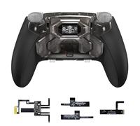 eXtremeRate BEYOND Paddle Rimappabili per ps5 Edge Controller, Display OLED, Cover Grip Ergonomici, 4 Tasti Posteriori Palette Remap Kit Accessori per ps5 Edge Joystick, Trasparente Nero&Nero