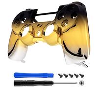 eXtremeRate Cover Copertura Frontale Guscio Joystick Custodia Scocca Anteriore Ricambio per Playstation 4 PS4 Slim Pro Controller CUH-ZCT2 JDM-040/050/055(Nero Oro Argento Gradiente)
