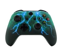 eXtremeRate Cover Custodia per Xbox One S X Controller,Scocca Frontale Copertura Guscio Case Ricambio per Xbox One S X Joystick Model 1708-Tempesta di Tuoni Verdi