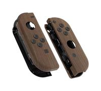 eXtremeRate Cover Custodia Tasti per Nintendo Switch/OLED Joycon Controller,Scocca Pulsanti Case Kit DIY Ricambio per Nintendo Switch/OLED Joystick,Senza Joycon-Venatura del Legno