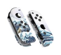 eXtremeRate Cover Custodia Tasti per Nintendo Switch/OLED Joycon Controller,Scocca Pulsanti Case Kit DIY Ricambio per Nintendo Switch/OLED Joystick,Senza Joycon-Grande Onda