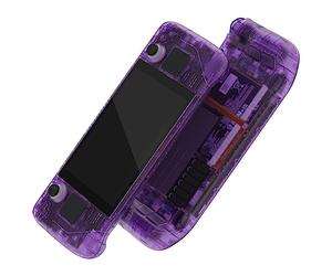 eXtremeRate Cover Custodia Tasti per Steam Deck LCD,Scocca Frontale Posteriore Pulsanti Shell DIY Ricambio per Steam Deck LCD,Senza Console-Trasparente Viola
