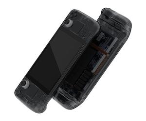 eXtremeRate Cover Custodia Tasti per Steam Deck LCD,Scocca Frontale Posteriore Pulsanti Shell DIY Ricambio per Steam Deck LCD,Senza Console-Trasparente Nero