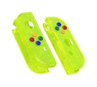 eXtremeRate Cover Custodia Tasti Ricambio per Nintendo Switch/OLED Joycon,Scocca Grip Case Pulsanti Kit per Nintendo Switch/OLED Joystick Controller,Senza Joycon-Trasparente Verde Limone
