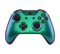 eXtremeRate Cover Frontale per Xbox One S Controller,Custodia Copertura Scocca Ricambio per Xbox One X Joystick Model 1708-Camaleonte Verde Viola