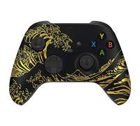 eXtremeRate Cover Frontale per Xbox Series X S Controller Model 1914,Scocca Custodia Copertura Ricambio per Xbox Series X S Joystick,Senza Controller-Grande Onda d'Oro Nera