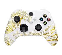 eXtremeRate Cover Frontale per Xbox Series X S Controller Model 1914,Scocca Custodia Copertura Ricambio per Xbox Series X S Joystick,Senza Controller-Grande Onda d'Oro Bianca