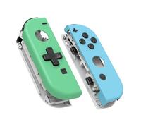 eXtremeRate Cover Joycon Pulsanti Ricambio per Nintendo Switch(D-Pad Versione) Custodia Scocca Tasti Shell DIY Kit per Nintendo Switch OLED Controller-Senza Joycon-Menta Verde&Celeste&Bianco