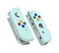 eXtremeRate Cover Joycon Scocca Tasti DIY Ricambio per Nintendo Switch/Switch OLED,Shell Grip Custodia Case Guscio Pulsanti per Joystick Controller,Senza Joycon-Ciano Chiaro