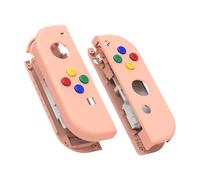 eXtremeRate Cover Joycon Scocca Tasti DIY Ricambio per Nintendo Switch/Switch OLED,Shell Grip Custodia Case Guscio Pulsanti per Joystick Controller,Senza Joycon-Mandys Rosa