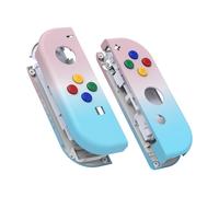 eXtremeRate Cover Joycon Scocca Tasti DIY Ricambio per Nintendo Switch/Switch OLED,Shell Grip Custodia Case Guscio Pulsanti per Joystick Controller,Senza Joycon-Celeste Rosa