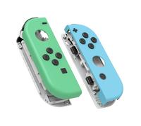 eXtremeRate Cover Joycon Scocca Tasti DIY Ricambio per Nintendo Switch/Switch OLED,Shell Grip Custodia Case Guscio Pulsanti per Joystick Controller,Senza Joycon-Menta Verde&Celeste&Bianco