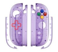 eXtremeRate Cover per Nintendo Switch 2 con Tasti ABXY Dpad, Custodia Ricambio Accessori per Switch 2 Joycon, Senza Joycon e Console(Dpad Versione), Trasparente Viola Atomico