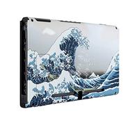 eXtremeRate Cover Posteriore Scocca Shell DIY Case Ricambio per Nintendo Switch Console con Supporto Kickstand(NON Include Console)-Grande Onda