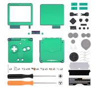 eXtremeRate Cover Scocca Ricambio per Gameboy Advance SP,Custodia Tasti Pulsanti Kit per GBA SP Console-Compatibile con IPS&Standard LCD(NON Include Console&IPS Schermo)-Camaleonte Verde Viola